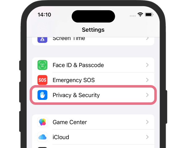Open Settings and Click Privacy & Security